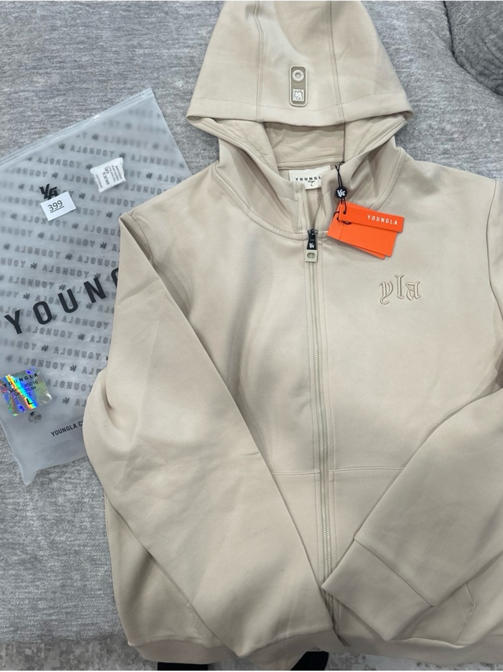 YoungLA Sandstone Beige Full-Zip Hoodie with Hood